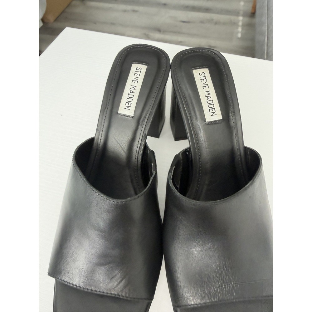 Steve Madden Sianna Black Platform Mule Heels Womens 8.5 Made In Brazil - Picture 5 of 11